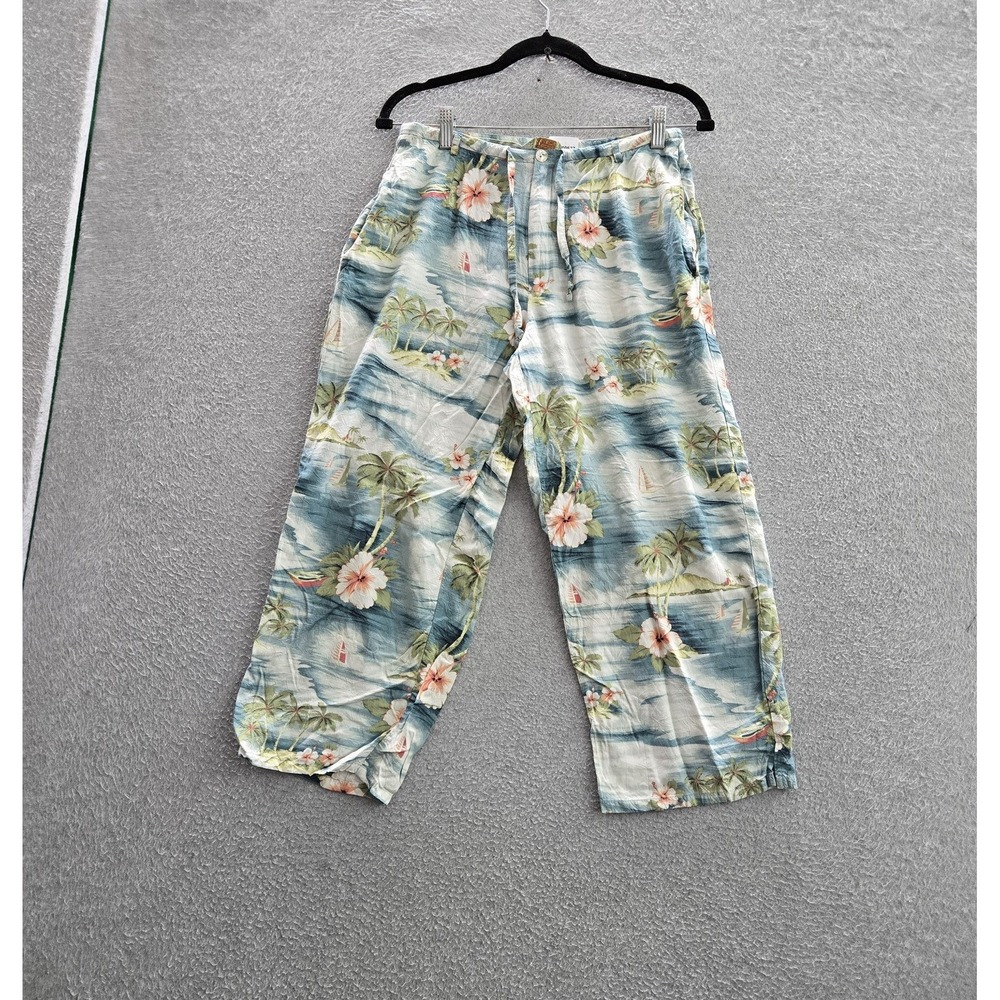 Tommy Bahama Women Pants 8 Blue Floral Hawaiian Tropical Cropped 22" Inseam